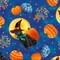 Quilting Treasures Halloween Black Cats on Blue 100% Cotton Price per Yard